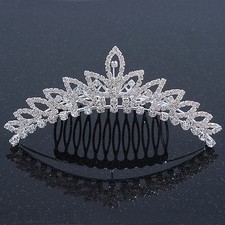Bridal/ Wedding/ Prom/ Party Rhodium Plated  Swarovski Crystal Hair Comb Tiara