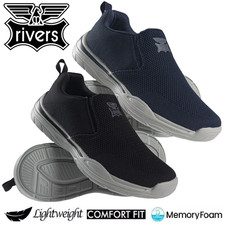 Mens Slip On Wide Fit Memory Foam Casual Walking Gym Sports Trainers Shoes Size