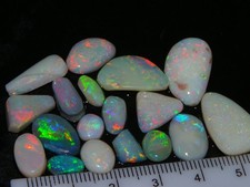 Quality Rubbed/Shaped Coober Pedy/LR Opal Rubs Parcel 40.1cts Multicolour Fire
