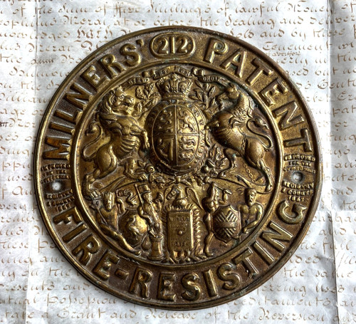 Antique brass safe plaque - safe,