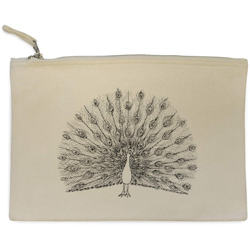 Peacock canvas clutch bag - canvas,