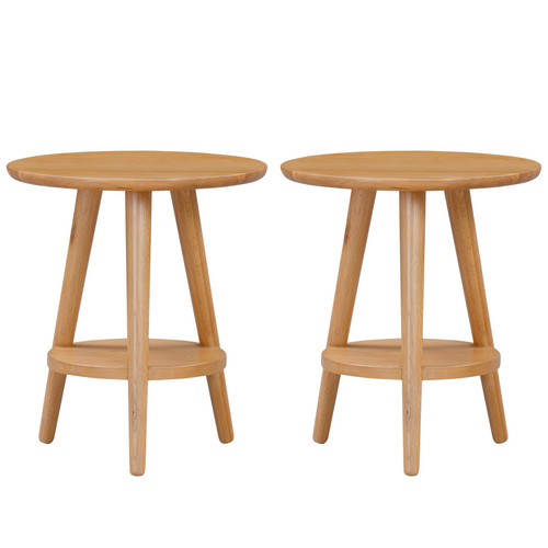 Side table set round oak - of,