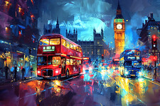 London Big Ben Red Bus Canvas