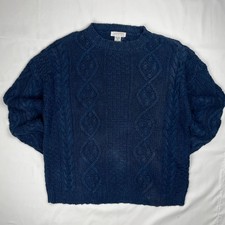 Vintage cable knit 90s navy M