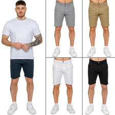Enzo Mens Chino Shorts Casual Cotton Summer Stretch Slim Fit Half Pants