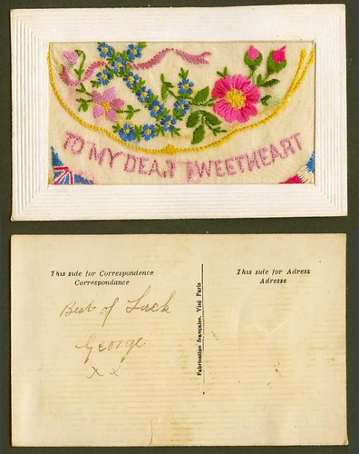 Ww1 silk embroidered old - ww1,