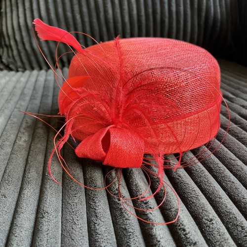 Red sinamay saucer - sinamay,