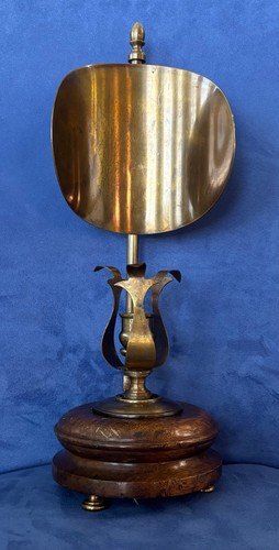 Vtg brass wood candle - ,