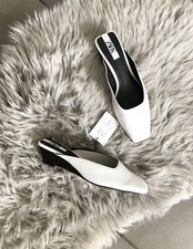 Zara White Mini Wedge Mules