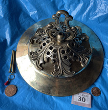 Huge 23cm  ANTIQUE vintage CEILING ROSE chandelier hook OLD BRASS c1910 Rare  30