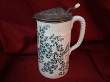 Antique Victorian 1881 Ridgway Maidenhair Fern Pewter Lidded Jug 22cm