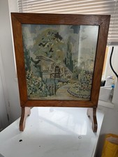 Antique oak fire screen with - , a