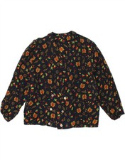 VINTAGE Womens Double Breasted Shirt Blouse UK 14 Large Navy Blue Nautical Y208