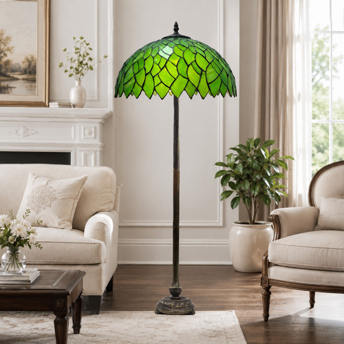Tiffany style green leaf floor - style,