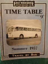 Summer 1957 East Yorkshire Motor Services Hull Bus Timetable  (ENLARGED COPY)