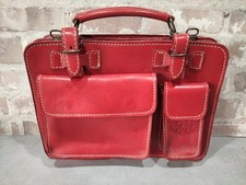 Red Leather Handbag Satchel Style.