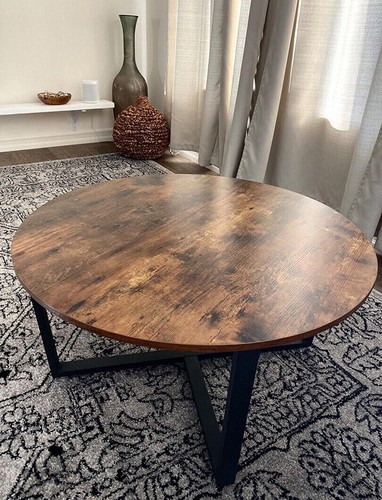 Round industrial coffee table - industrial,