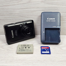 Canon IXUS 100 IS 12.1MP Digital Camera - Black + Charger Battery 2GB SD