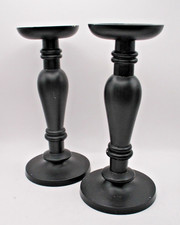 Tall Vintage Black Wooden Pair