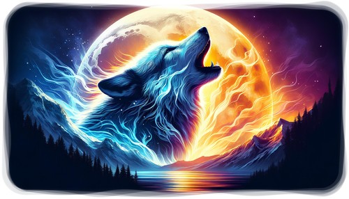 Howling wolf mountain scene - wolf,