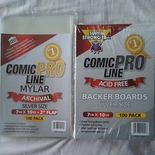 COMIC PRO  MYLAR/MYLITES  & ACID FREE BACKING BOARDS SILVER AGE SIZE  20 OF EACH
