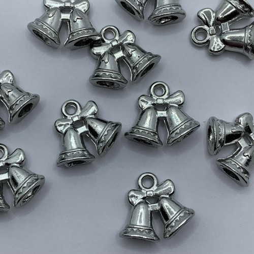 Tibetan silver bells charms - tibetan,