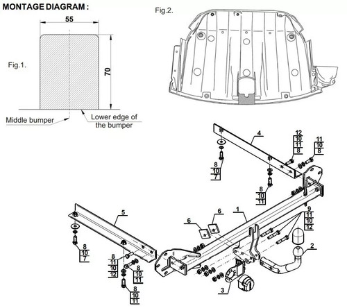 Swan neck tow bar for - tow, honda