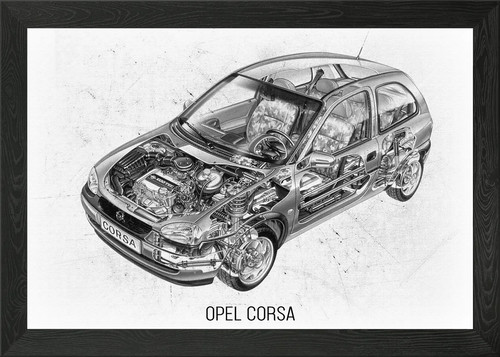 Opel corsa framed wall - framed, art