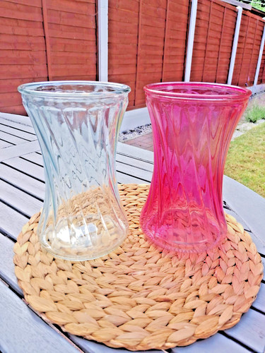 Ribbed glass bouquet vases - glass,