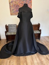 Abella E353P Black Mikado 2 In 1 Removable Skirt Wedding Dress Gown Size 20