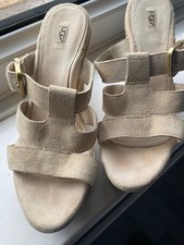 Gorgeous Ugg wedge sandals in cream/beige suede