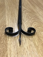 2.5m Antique Victorian Black Steel Curtain Pole with finials Rail c/w  fixings 