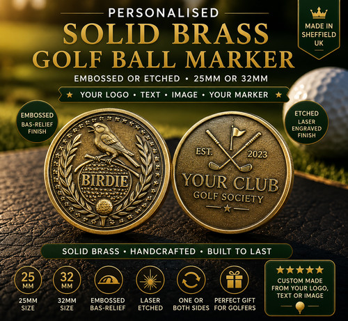 Personalised solid brass golf - personalised,