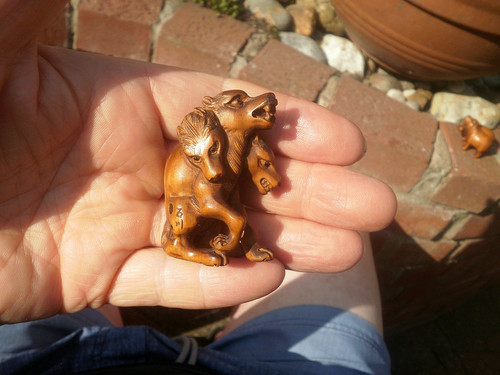 Hand carved wood netsuke - hand,