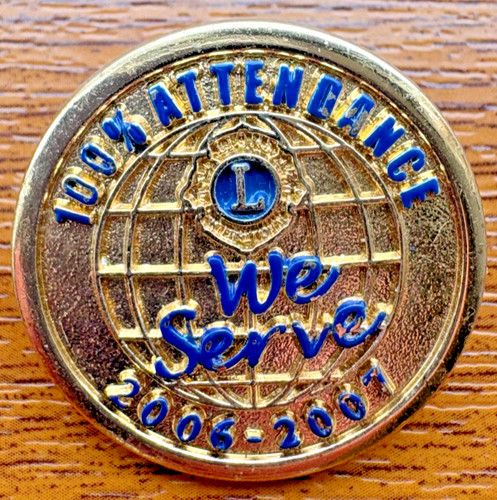 Lions club 100 attendance pin - club,