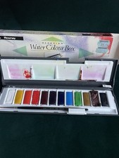 Vintage Rowney Georgian Watercolour Box 12 & Winsor Newton Series 16 Sable Brush