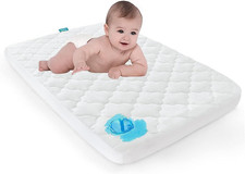 Travel Cot Mattress Protector Waterproof, Quilted Pack N Play Crib Mattress Cove