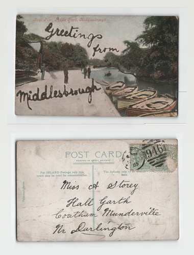 Postcard boat pier - boat, public
