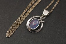 SILVER PLATED Lab Opal Jouney Pendant On .925 SILVER Chain Necklace, 2.6g - C53