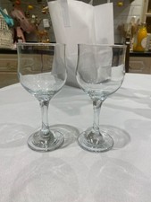 Pair of Tulip Shaped Crystal Wine Glasses 6 3/8"  16 cm