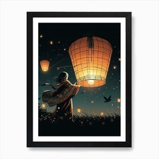 Lanterns In The Sky Art Print Framed Wall Art Poster Canvas Print Picture