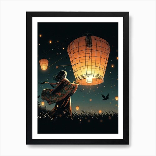 Lanterns the sky art print - lanterns,