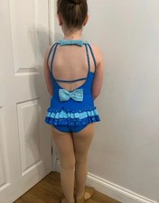 Custom Made Girls Blue Dance Costume Age 9 - 10 Years Stoned