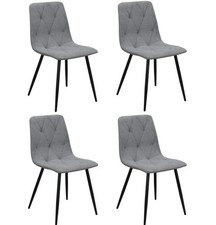 4 x Light Grey Velvet Dining