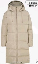 Ladies GEORGE Taupe Longline Padded Hooded Puffer Duvet Coat L