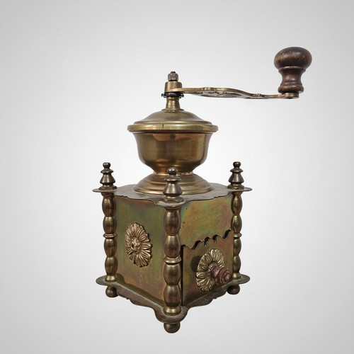 Vintage brass coffee grinder - brass,