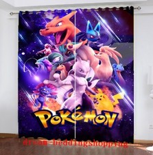  Pokemon Pikachu Thick 3D Blackout Curtains Thermal Ring Top Eyelet Curtains UK