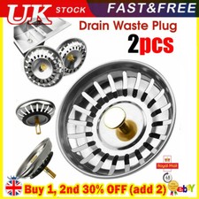 2x Kitchen Sink Strainer Replacement Waste Plug Drainer Basin Drain Filter Steel