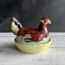 19th Century Staffordshire Hen On A Nest Egg Holder Folk Art C 1870