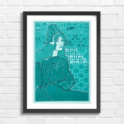 Vintage art nouveau woman - art, with